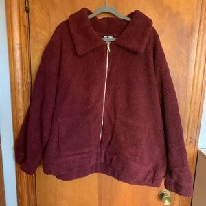 Hot Topic Burgundy Teddy Bear Jacket